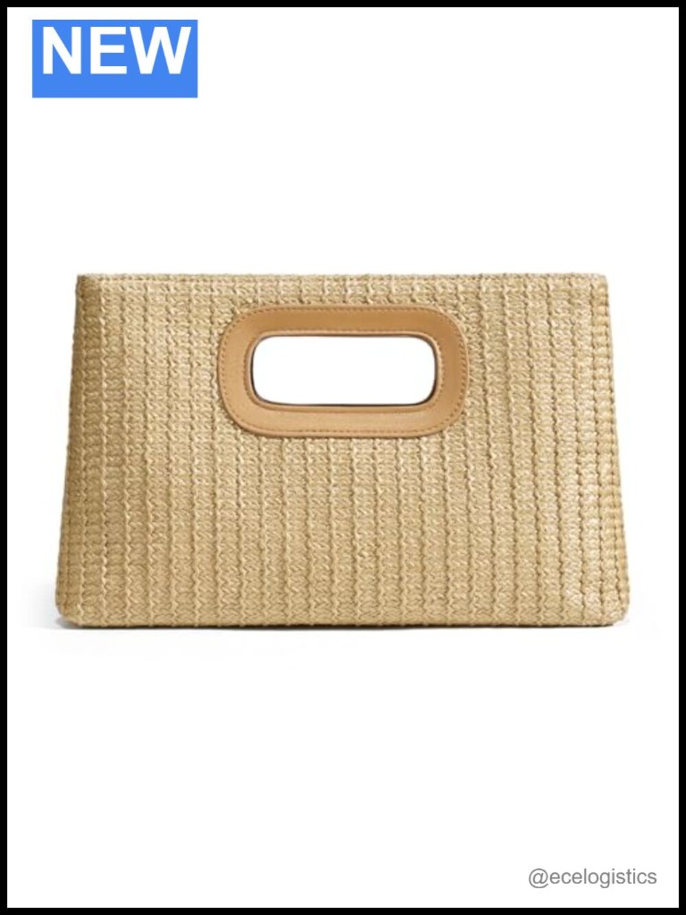 Straw Clutch Bag with Magnetic Closure
